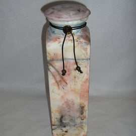 CERAMIC  POTTERY JAR  OR URN WITH LID  30 CMS HIGH
