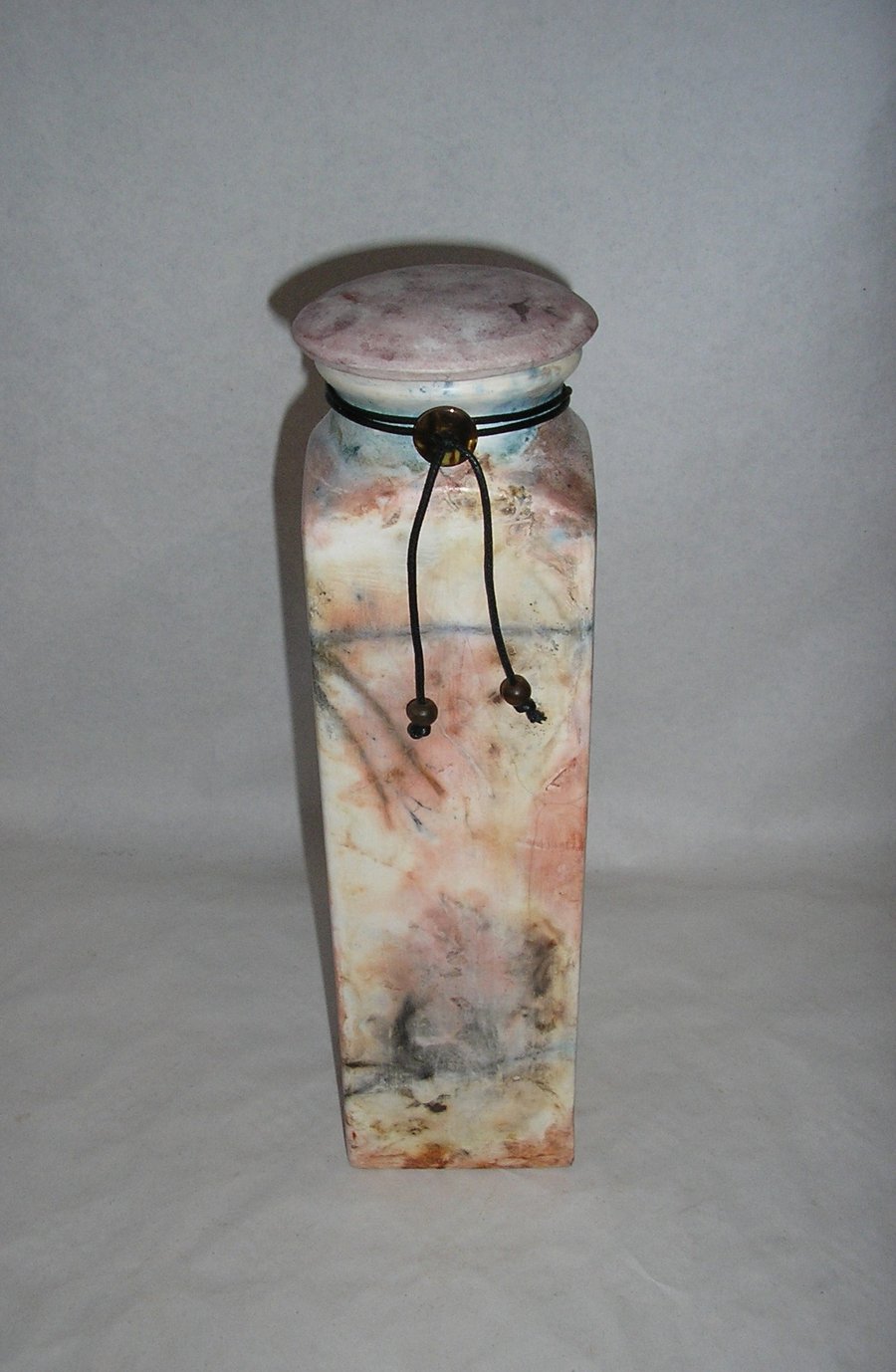 CERAMIC  POTTERY JAR  OR URN WITH LID  30 CMS HIGH