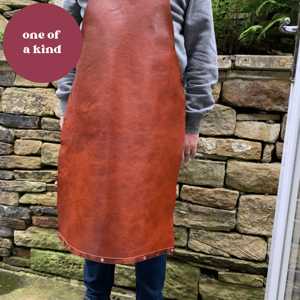 Leather apron with copper rivets handcrafted for the person who has everything 