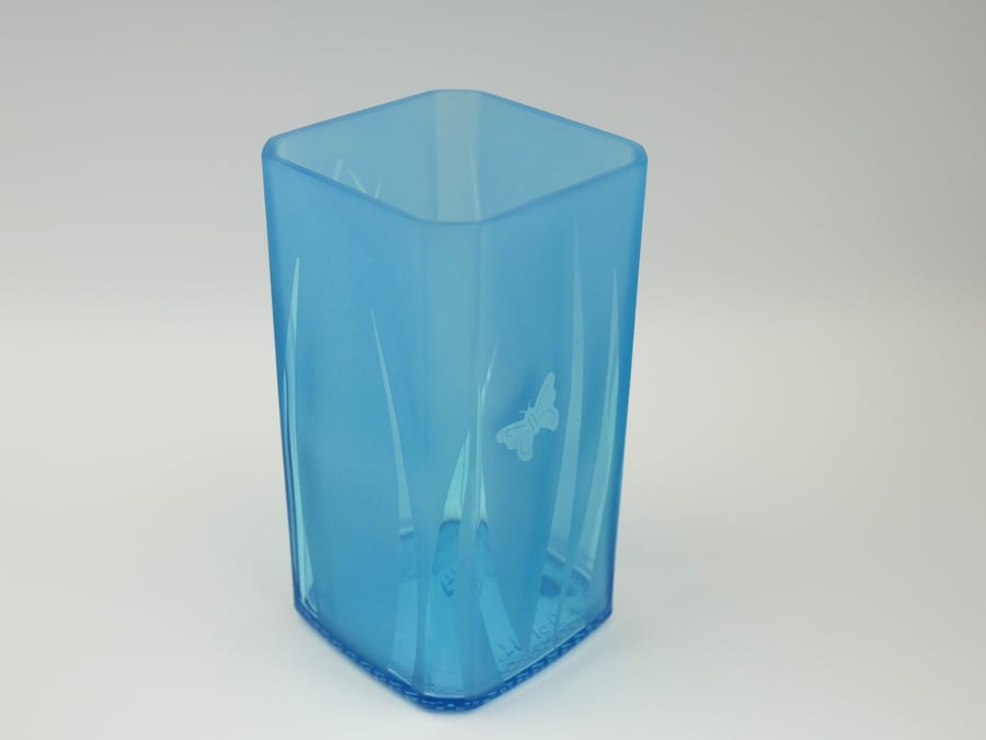 Blue Glass Vase, recycled bottle vase