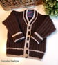 SALE Designer Baby Boy's  Hand Knitted Cosy Warm Cardigan  6-12  mths size - Image 1