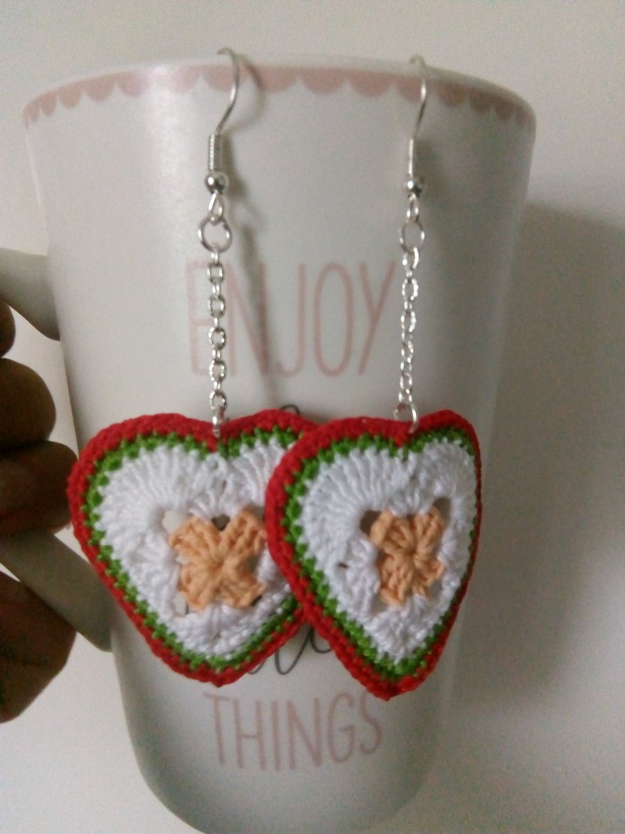 Crochet earrings, Valentine's Day gift