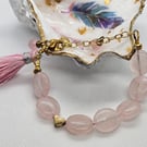 Rose quartz tassel bracelet