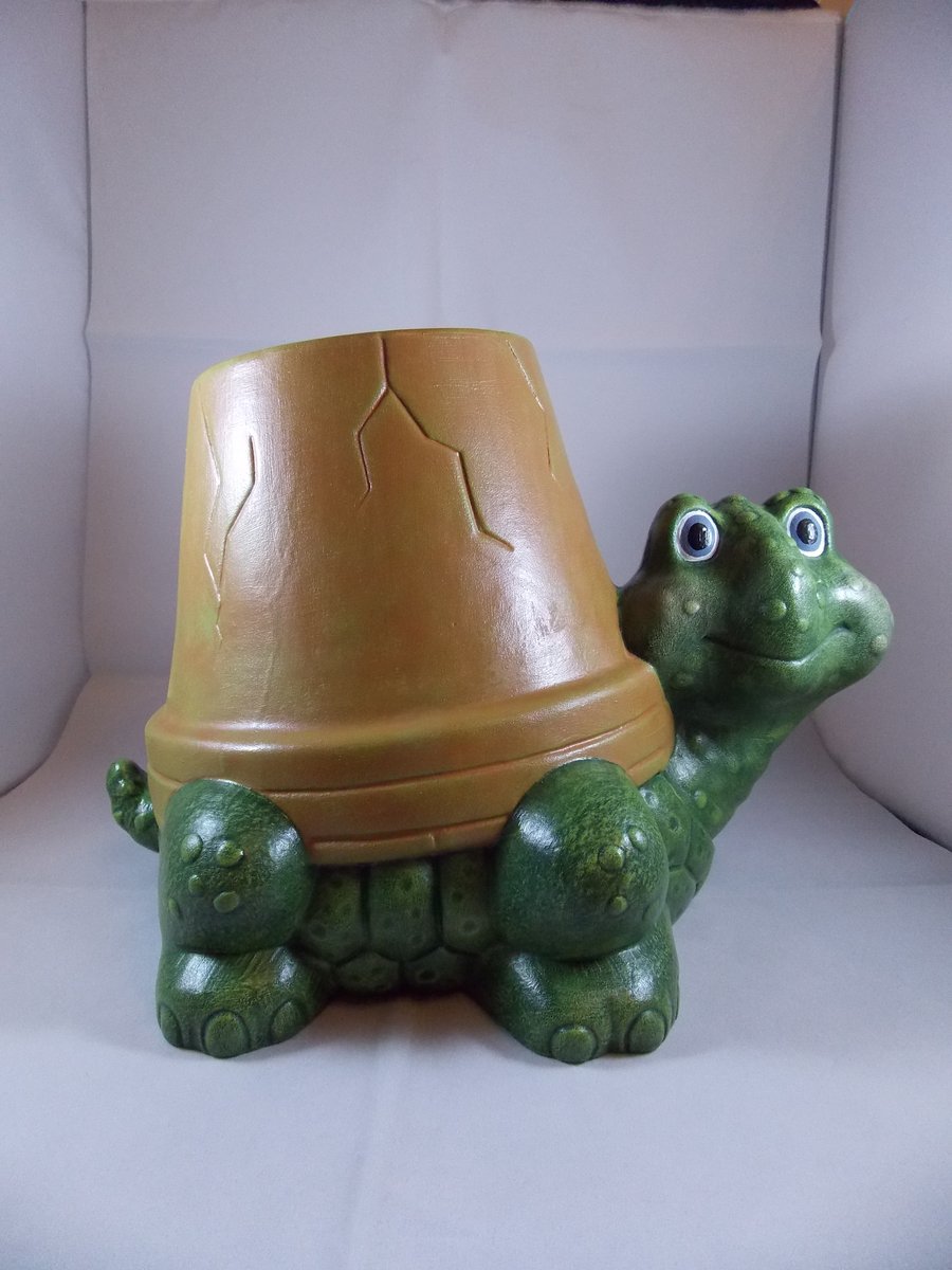 Ceramic Hand Painted Novelty Tortoise Turtle Animal Garden Flower Herb Plant Pot