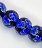 Handmade blue floral patterned lamp work glass beads - Image 3