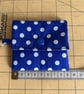 Keychain pouch mini for ear buds or keys blue and white polka  - Image 7