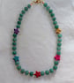 Green aventurine and multicoloured howlite star knotted cord necklace  - Image 9