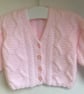 Baby cardigan pink aran 6-9 months 