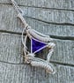 Silver wire wrapped Trilliant cut Amethyst gemstone pendant - Image 2