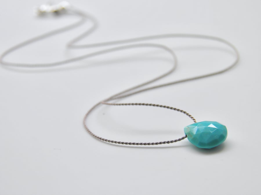 Minimalist Turquoise Gemstone Necklace on Silk