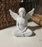 Meditating Angel Figurine Marble Effect PLA Yoga Zen Shelf Ornament 15cm