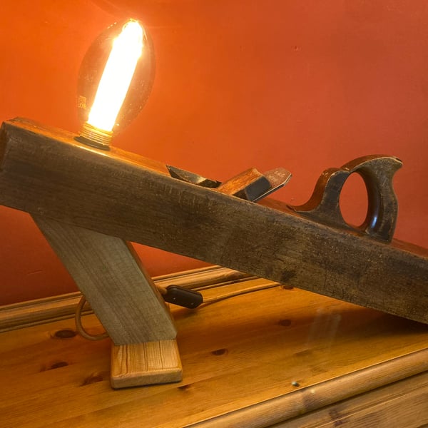 Jointer Plane Table Lamp, Antique Carpenters Tool Stylishly Reborn