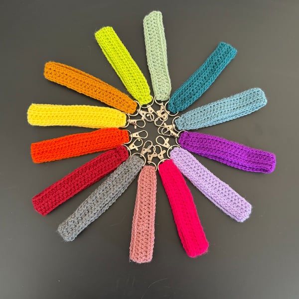 Crochet Wristlet Keychain - Wrist Strap Keyring - Multiple Colours Available