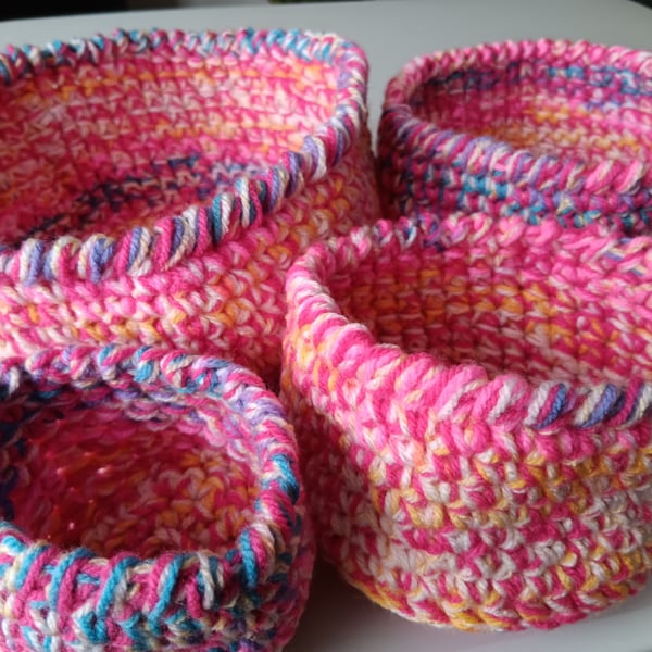 Crochet Nesting Baskets (Pretty Pinks) - set of 4, so practical
