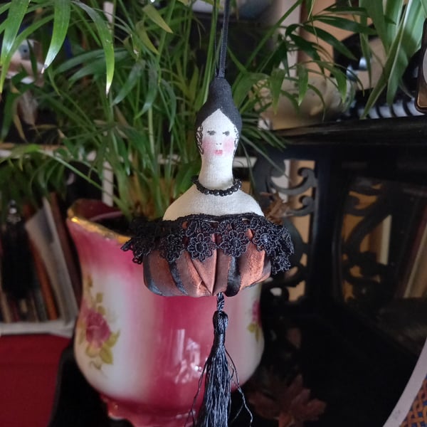 Unusual 'Lucinda' Victorian rag doll hanging lavender bag
