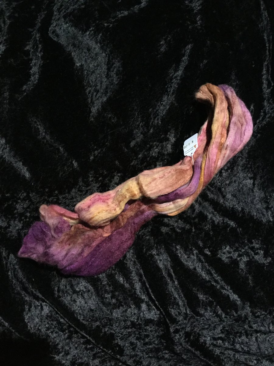 Mobair Hand Dyed Random Merino Wool & Silk Tops Rose Pinks Camel Purples