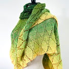 Beaded Crochet Shawl - Spring Green fading to Buttercup Yellow