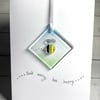 Bee happy keepsake fused glass card