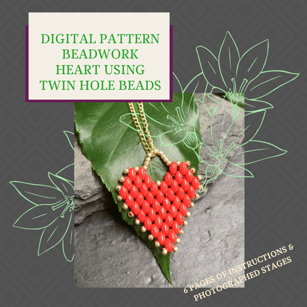 PDF DIGITAL PATTERN - INSTRUCTIONS FOR BEADWORK HEART PATTERN