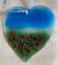Fused glass hearts with flowers- heart with dog- heart gift-birthday gift-mother