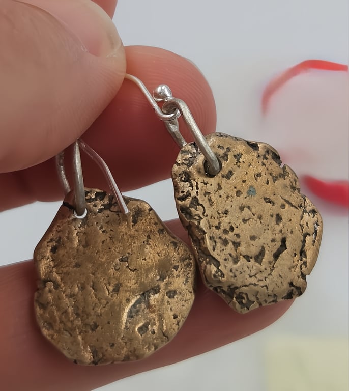 Molten Bronze Organic Drop Earrings