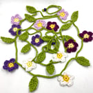 Crochet Flowers Garland in Pinks, Peach and Coral