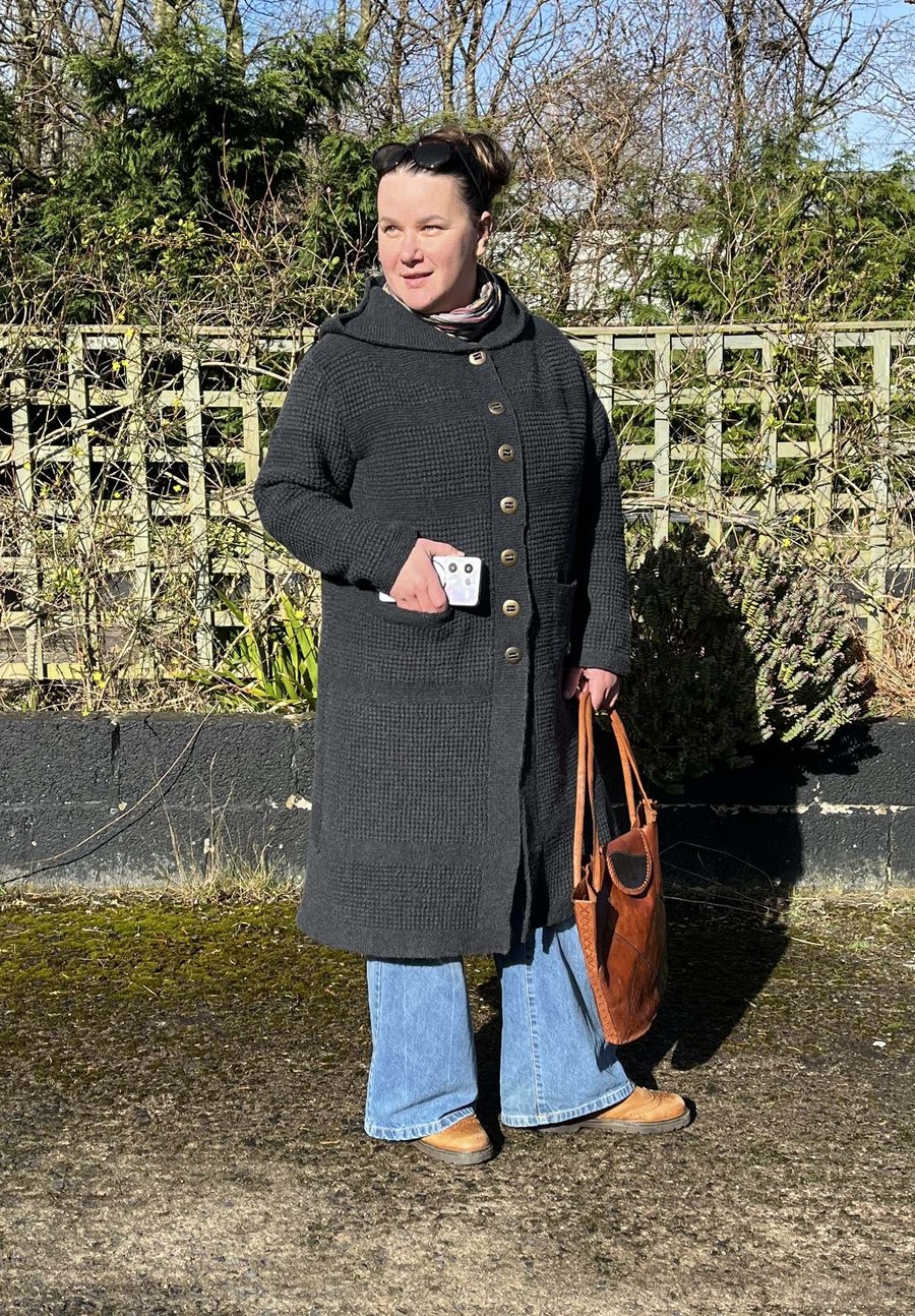 Grey 100%wool Cardigan