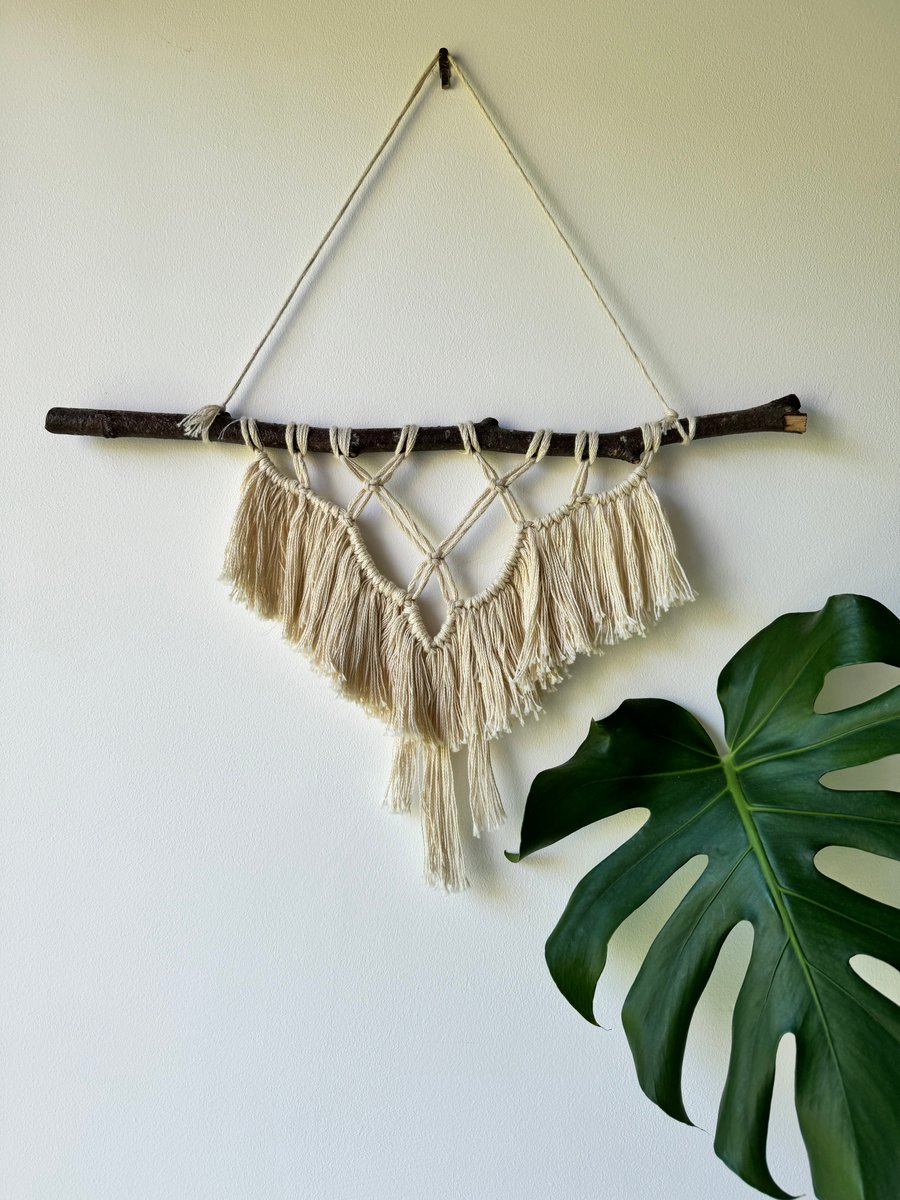 Macrame Cross-Fringe Wall Hanging