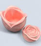 Pink marbled trinket pot with rose lid - handmade jewellery box or keepsake pot - Image 5