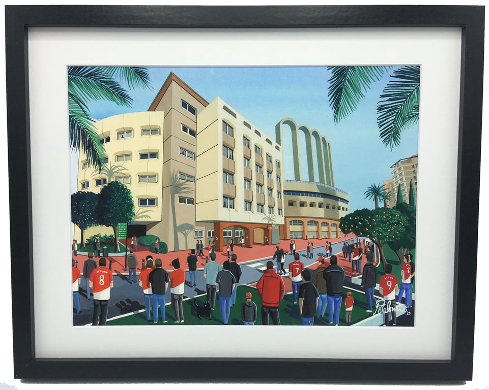 Monaco F.C, Stade Louis II, High Quality Framed Football Art Print.