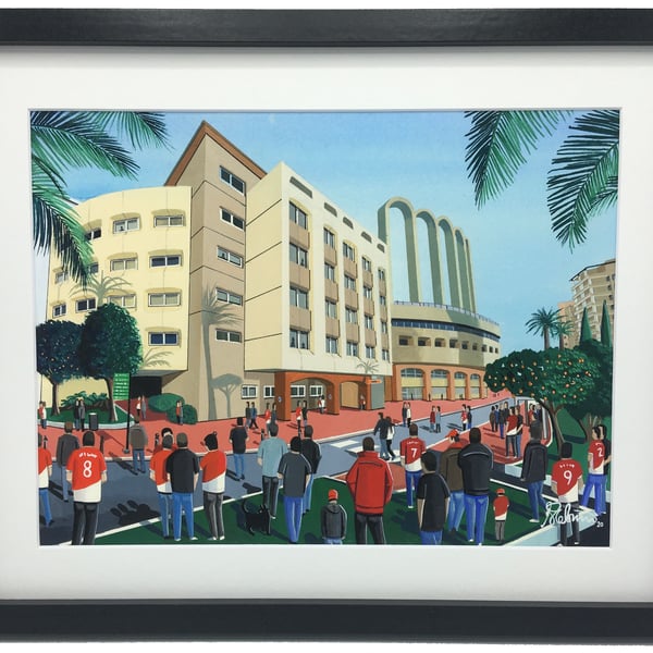 Monaco F.C, Stade Louis II, High Quality Framed Football Art Print.