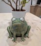 Ceramic frog sculpture, desktop companion, gift for animal lovers 