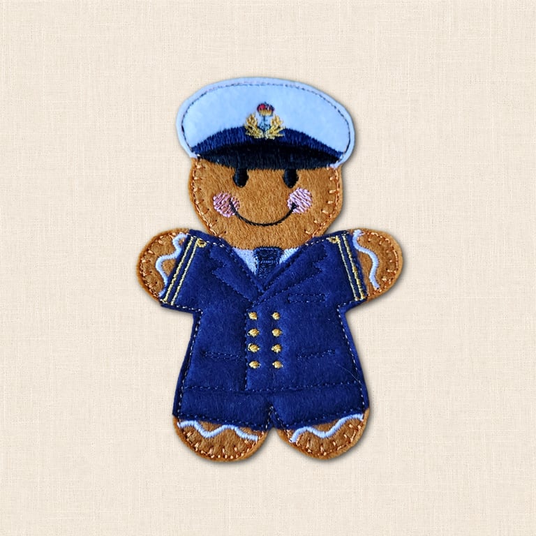 Naval Officer Gingerbread Decoration - Embroidered Royal Navy Character