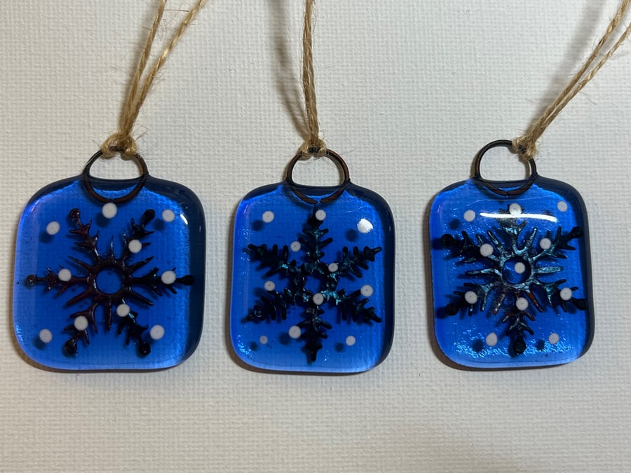 Fused Glass Xmas Decorations : Set of 3