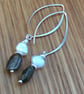 Labradorite Pearl Sterling Silver long earrings Handmade in England, Metalsmith - Image 7