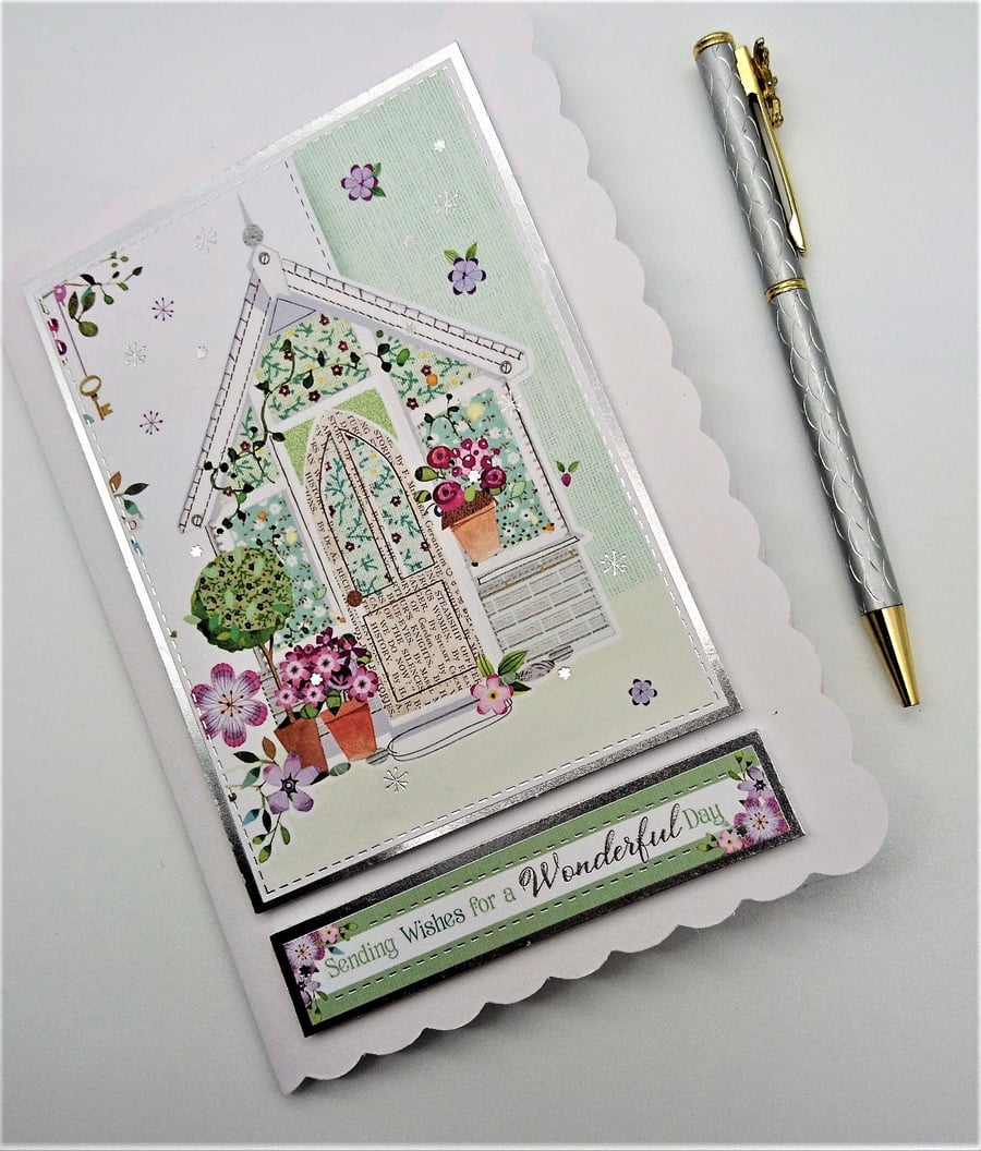 Any Occasion Card "Sending Wishes for a Wonderful Day" FREE P&P to UK