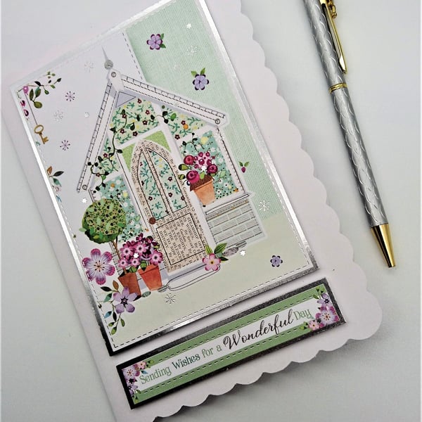 Any Occasion Card "Sending Wishes for a Wonderful Day" FREE P&P to UK
