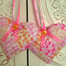 Beautiful pink and orange hanging hearts x 2
