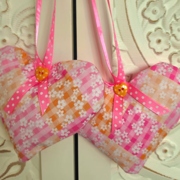 Beautiful pink and orange hanging hearts x 2