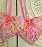 Beautiful bright pink and orange hanging hearts x 2 - Image 1