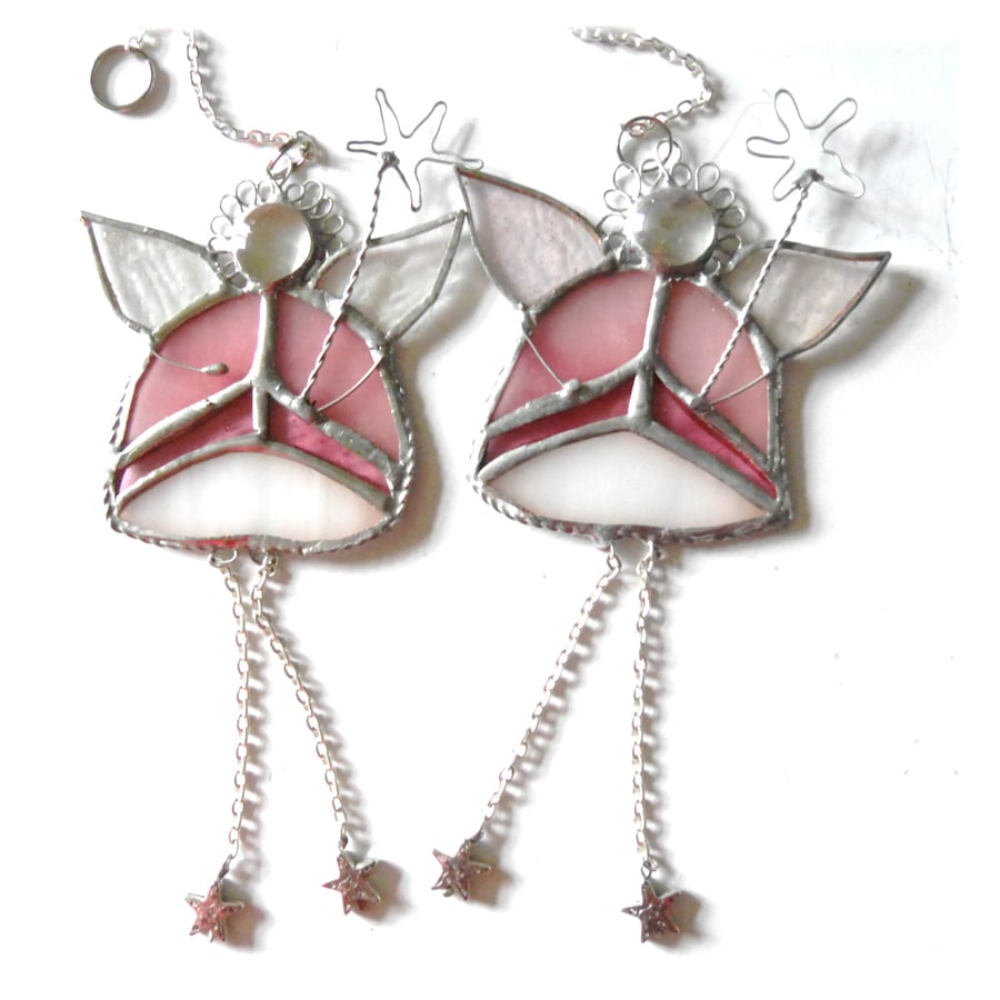 Fairy Godmother Stained Glass Suncatcher Pink 