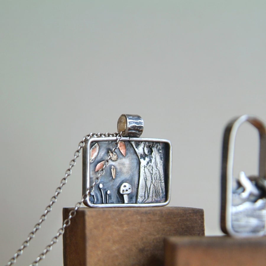 Woodland Picture Pendant, Forest Floor Neckace