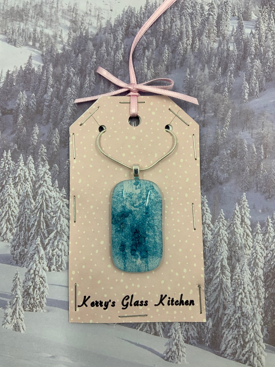 Hand painted Bubble Fused Glass pendant.