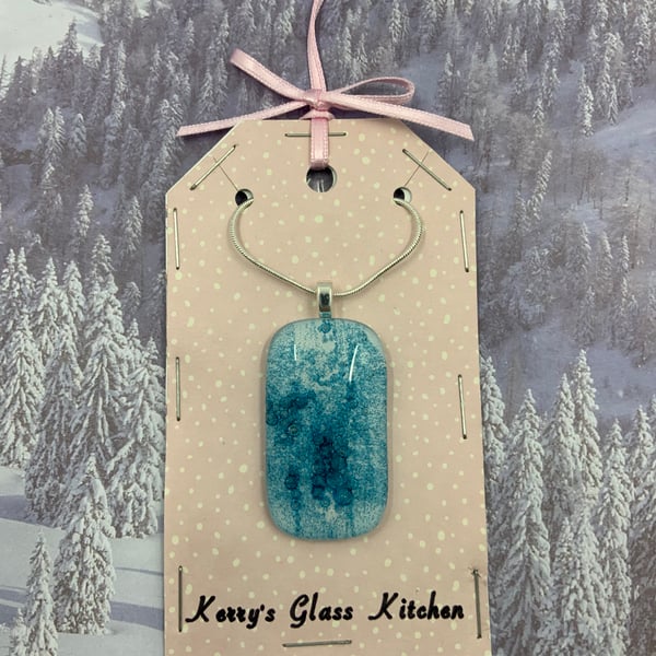 Hand painted Bubble Fused Glass pendant.