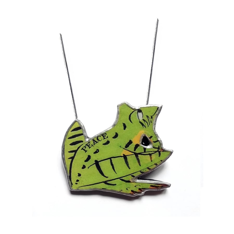 Lyrical 'Peace Frog' Doors inspired Resin Green Frog Necklace by EllyMental