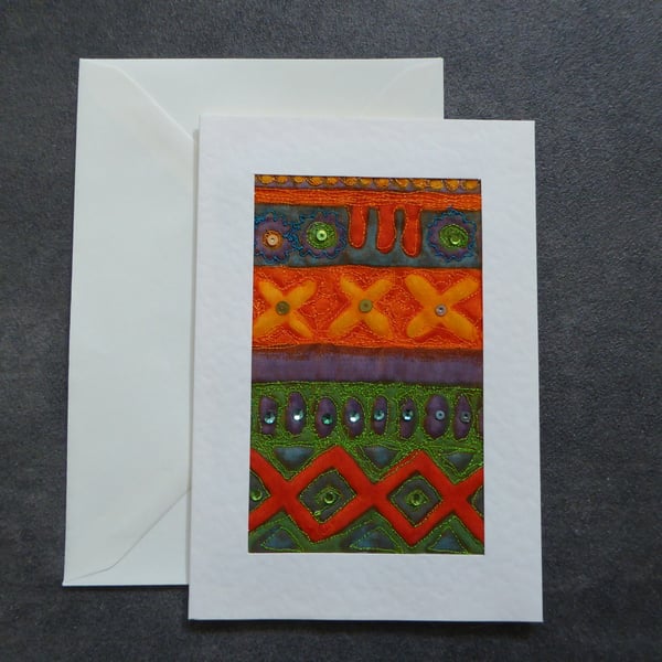 Individually Hand Crafted Textile Blank Card