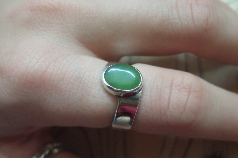 Sterling Silver and Jade Ring