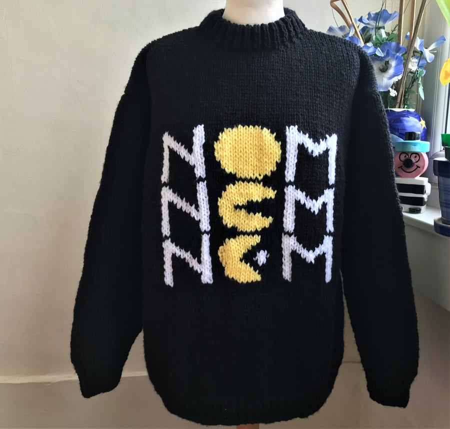 Hand knitted Retro Jumper Nom Nom Nom 
