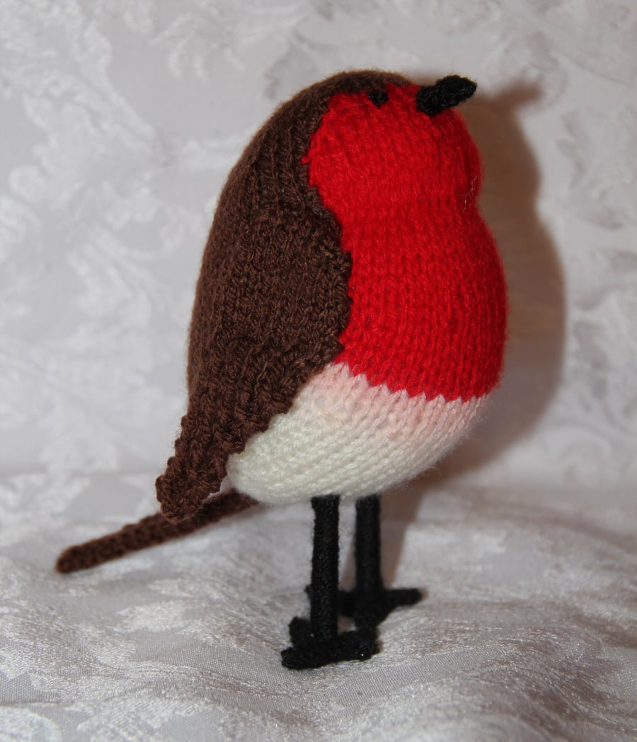 Hand Knitted Large Festive Robin