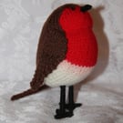 Hand Knitted Large Festive Robin